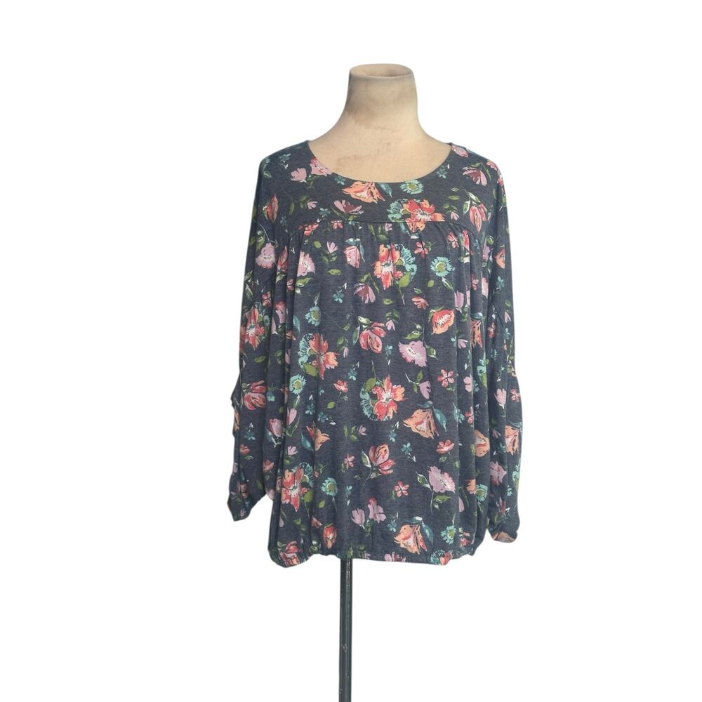 Time & True blue pink floral dolman sleeves top size XL